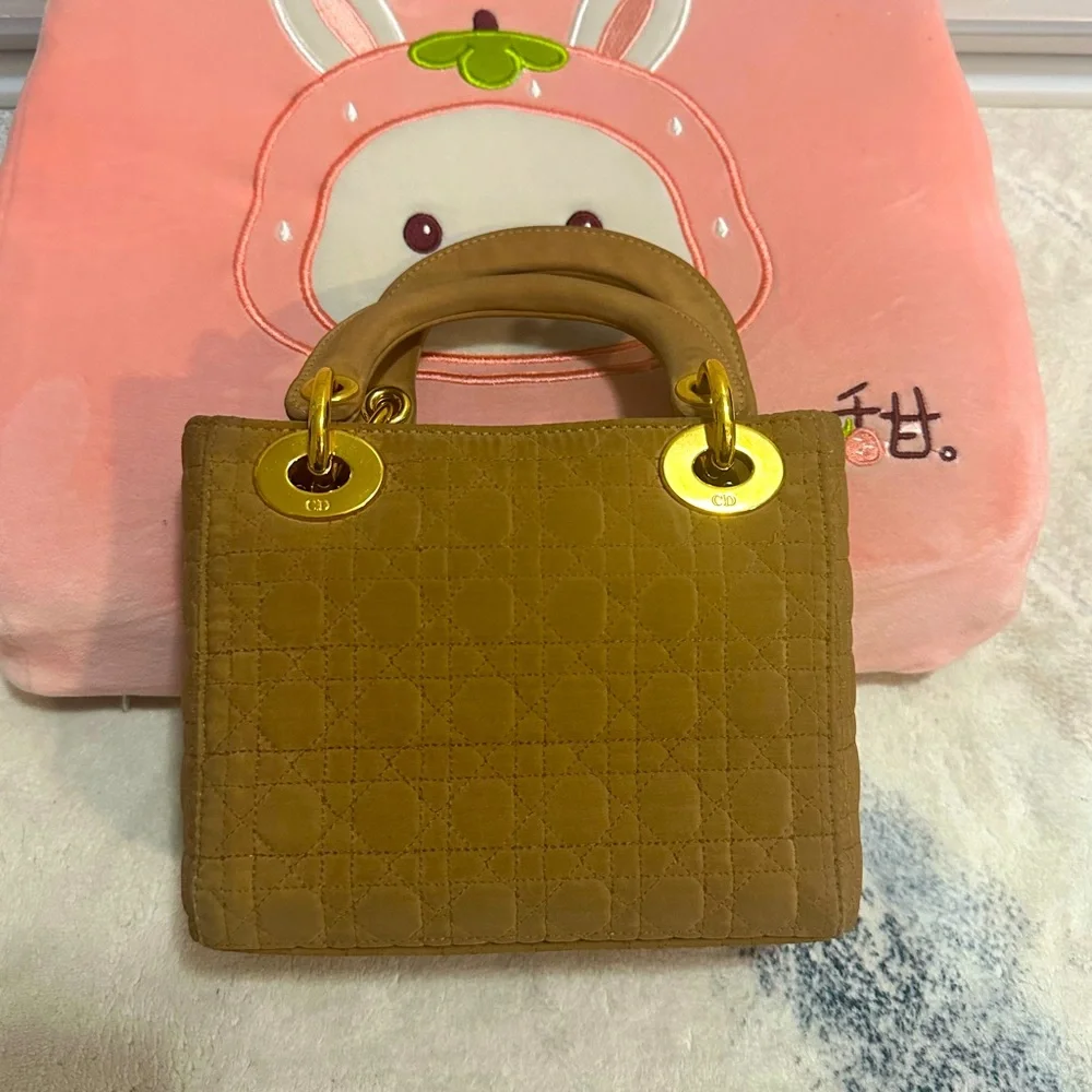 Authentic Mini Lady Dior in Nylon Beige double top handles with Strap - Picture 4 of 11